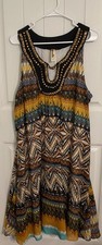 Shoreline Multicolor Geometric Studded Beaded Sleeveless Knee Dress Size 1X/2X