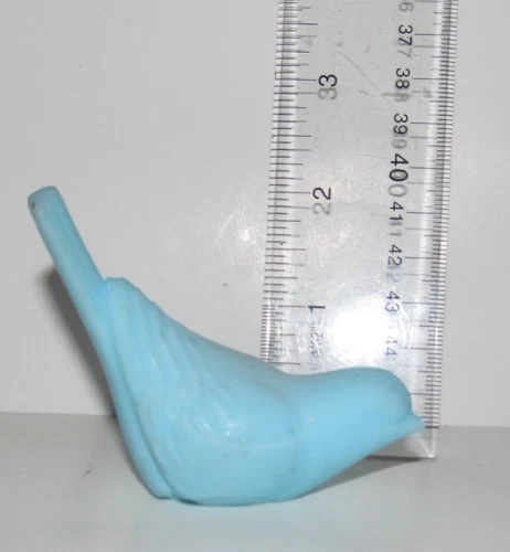 Vintage (Fenton?) Blue Satin Glass Bird Figurine 2.5"   (C3)