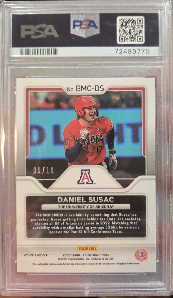 Selecciones del draft Panini Prizm 2022 Big Man on Campus Gold/10 Daniel Susac PSA 10 💎  Foto 2 de 2