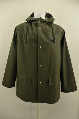 HELLY HANSEN Workwear Regenmantel Jacke Unisex grün wasserdicht Kapuze Gr. S / M