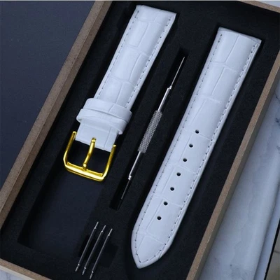 Boxed Quality Genuine Leather Watch Band Crocodile Grain Pin Buckle Strap10-24mm - Image 1 of 4
