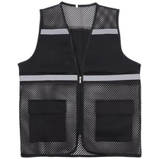 Black Safety Vest Mesh Vest  Construction Traffic Railway Metro Workers