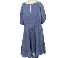 Madewell size 6 dress linen wildflower calico tassel keyhole lining pleated zip