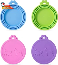 SLSON 4 Pack Pet Food Can Covers Universal Cat Dog Food Can Lids 1 Fits 3 Standa