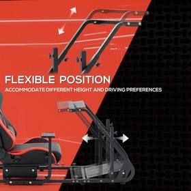 Supllueer Racing Simulator Cockpit With Red Seat & TV Stand Fit Logitech G920