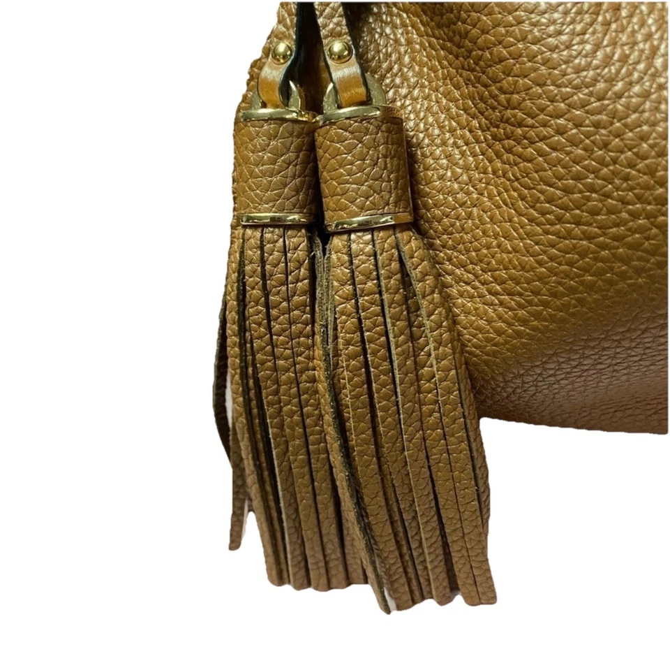 Сумка наплечная Michael Kors коричневая кожаная Camden на шнурке, классические кисточки - Изображение 3 из 4