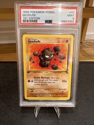 1999 POKEMON FOSSIL #47 GEODUDE 1ST EDITION PSA9