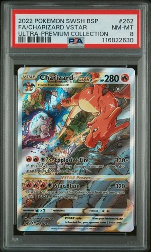 2022 POKEMON SWSH BLACK STAR PROMO #262 FULL ART/CHARIZARD VSTAR PSA 8
