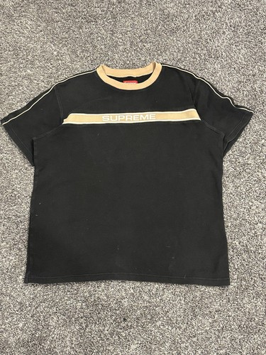 S Yellow Supreme Chest Stripe Terry Top