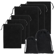 TIESOME 6 PCS Black Velvet Jewelry Pouches, 2 Sizes 5x7  6x9 inch Velvet Bag...