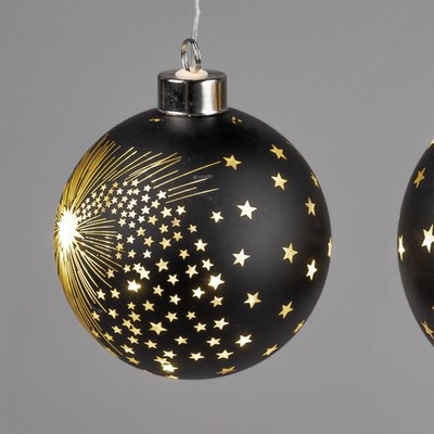 LED Deko Kugel SPIRIT mit Sternen zum aufhängen D. 10cm schwarz Formano W25