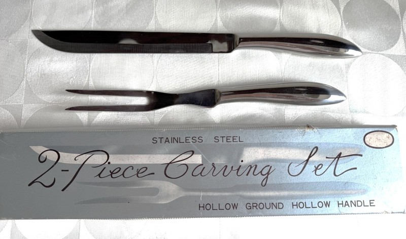 Vintage Mid-Century - 2 Piece Carving Set - Stainless Steel Japan