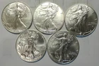 Lot of 5 US 2021 .999 fine 1 troy ounce Silver American Eagles