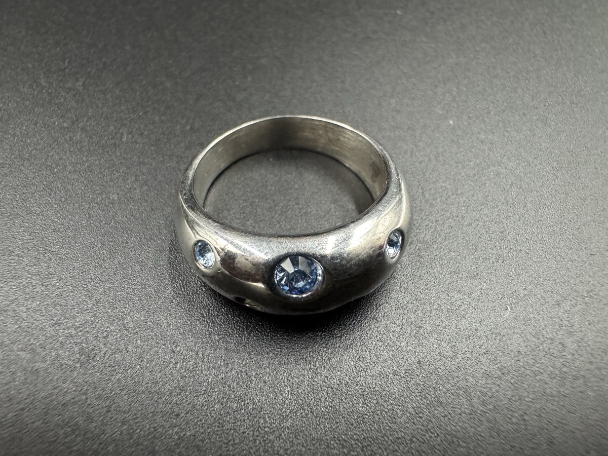 YSL Yves Saint Laurent Ring Size 6 Blue Rhinestones