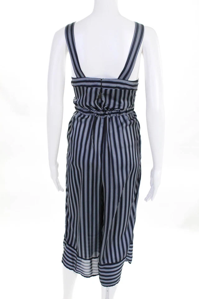 Greylin Anthropologie Womens Navy Stripe Crop Jumpsuit Blue Size Medium 10969971 - Image 3 of 4