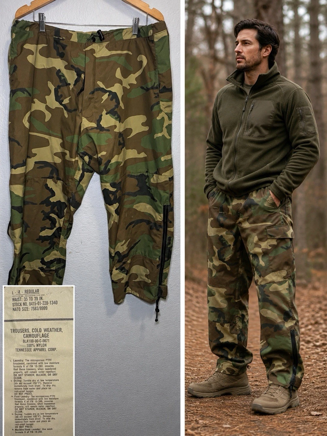 BDU Military Cold Weather Trousers Camo Gore-Tex 8415-01-228-1349 Large-Regular
