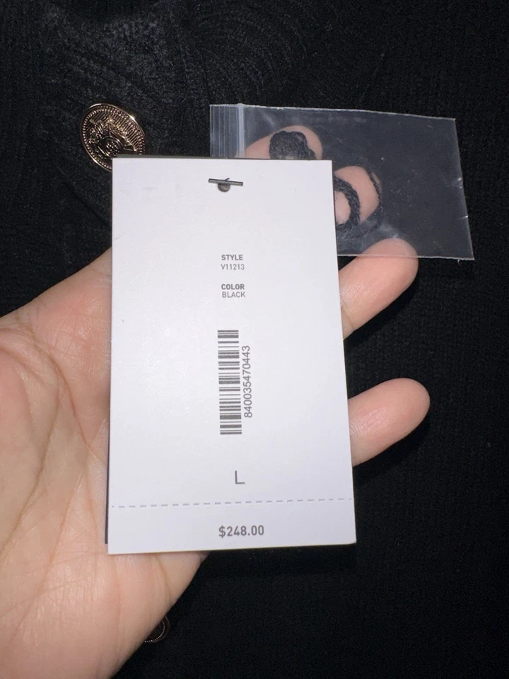 BLOOMINGDALES NWT Size L 100% Cashmere 2-Ply Button Cardigan Sweater Black F4 - Image 4 of 4