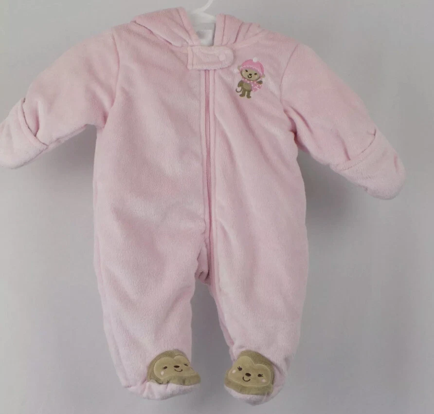 CARTERS Baby Girls Monkey Winter Snow Suit Infant 3 month SUPER SOFT Pink