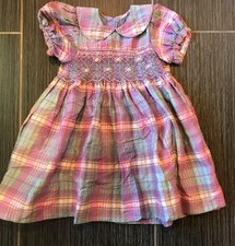 Strasburg Traditional Plaid Smocked Dress Slub Silk Holidays EUC 18 Months