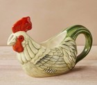 John Derian Stoneware Fall Rooster Gravy Boat Chicken Autumn Thanksgiving Farm