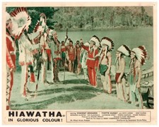 Hiawatha Original Lobby Card Vincent Edwards Indian Chiefs Feather Headdress 