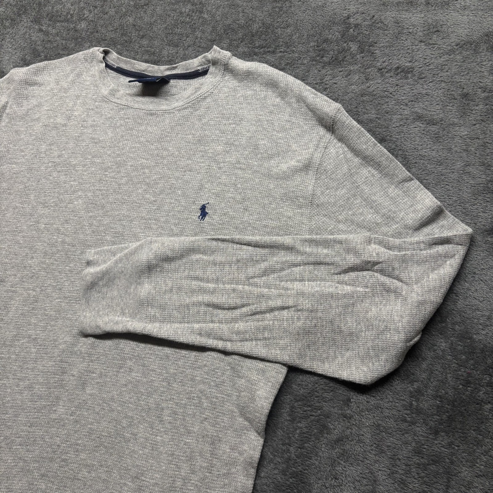 Polo Ralph Lauren camicia uomo grande grigia termica waffle maglia pony logo pigiama