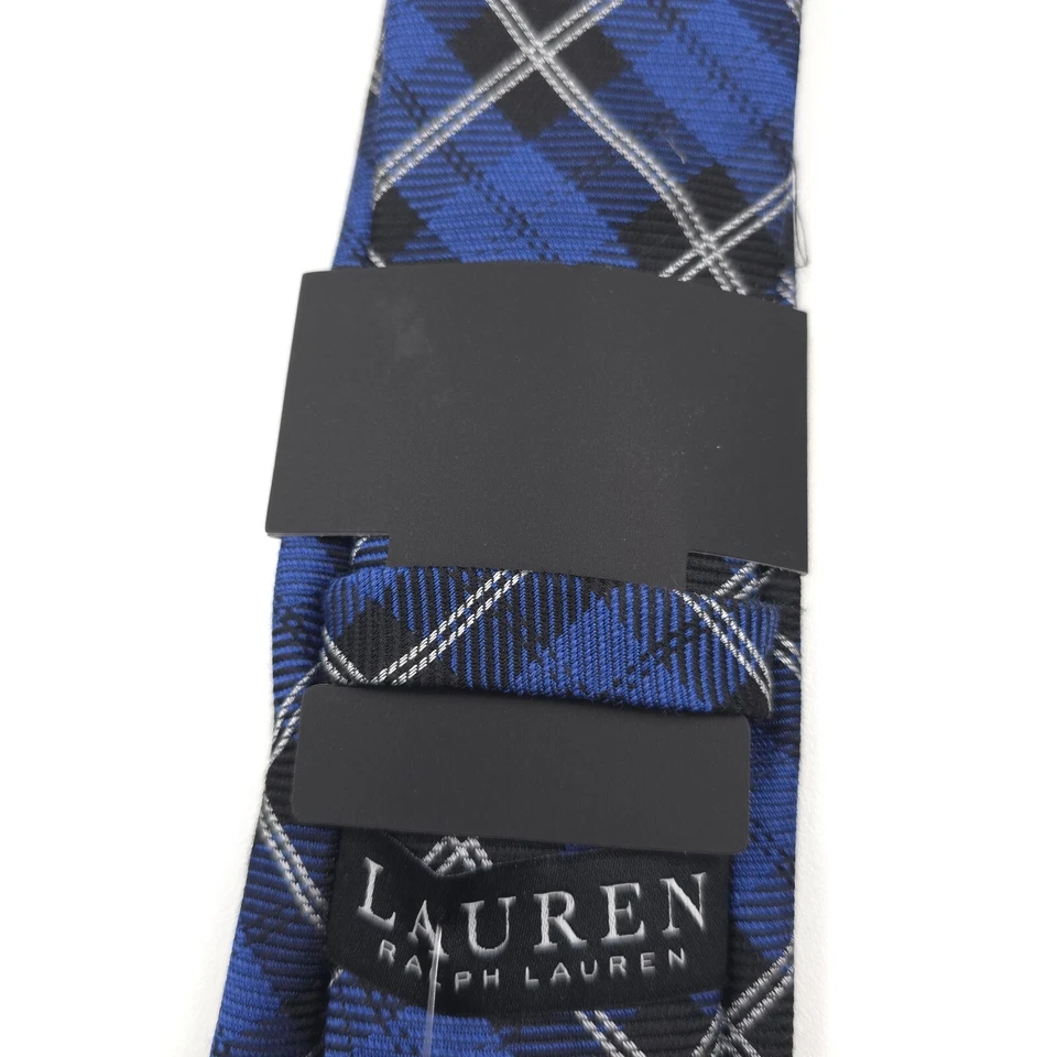 Lauren Ralph Lauren LRL Navy Blue Tartan Plaid Silk Blend Tie - Image 4 of 4