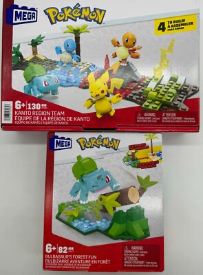 2PK Mega Pokemon Set ~ Kanto Region Team & Bulbasaurs Forest Fun ~ SEALED ~ NEW