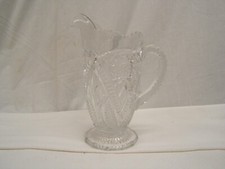 EAPG hobstar Vintage Pressed Glass Pitcher with Hobstar and Diamond Pattern — listing 6