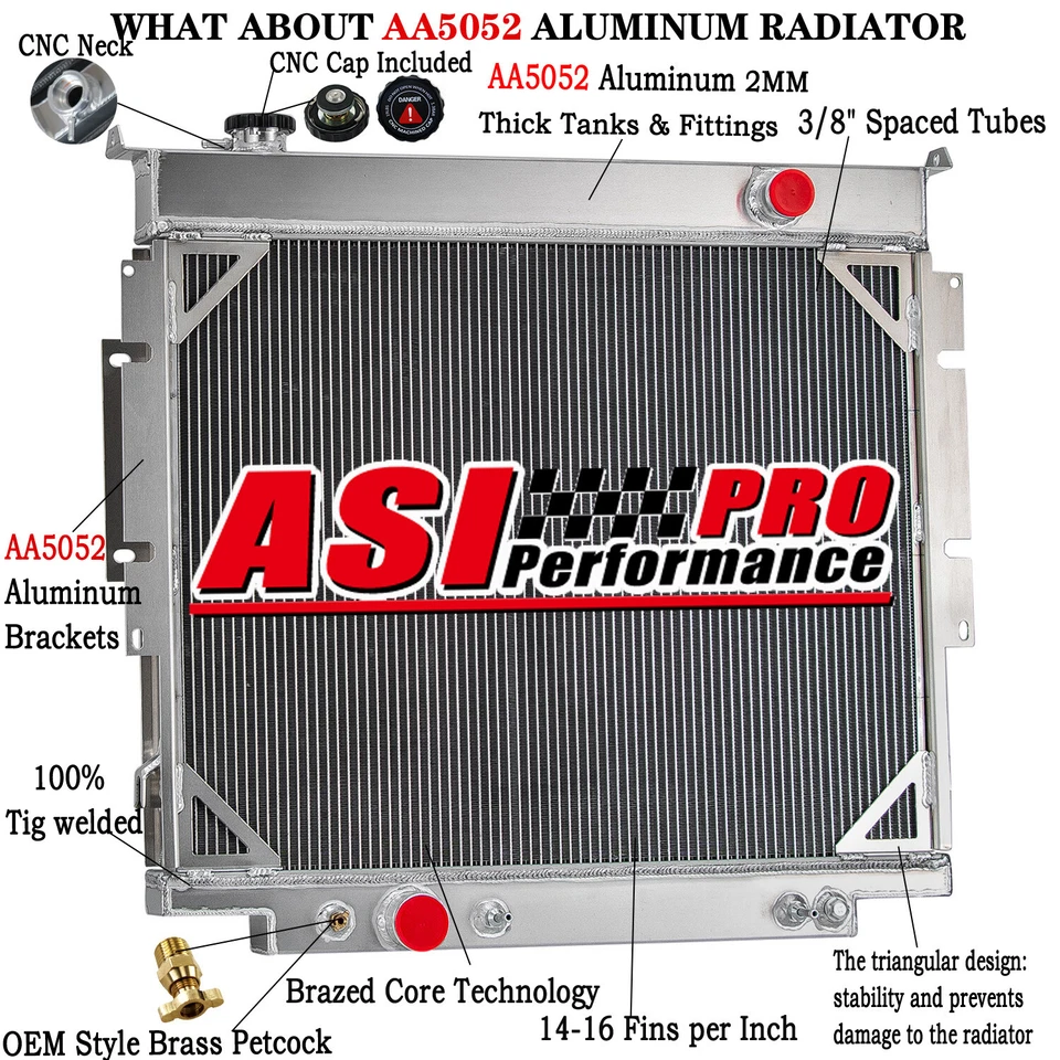 4 Row Aluminum Radiator for 1983-1994 1993 Ford F59 F250 F350 6.9 7.3L Diesel Foto 2 de 4