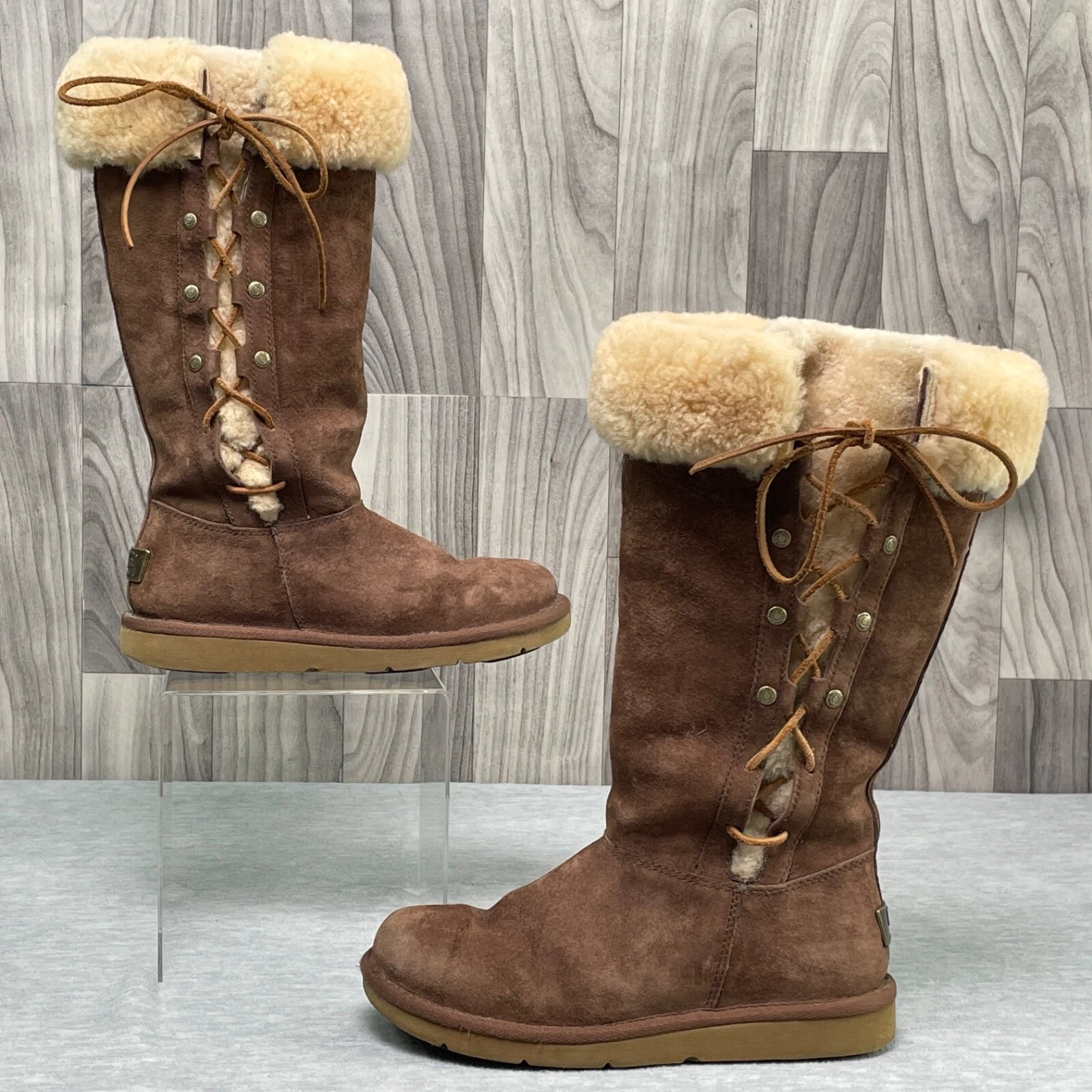 Stivali australiani da donna taglia 6 UGG upside donna espresso pelle marrone 5163