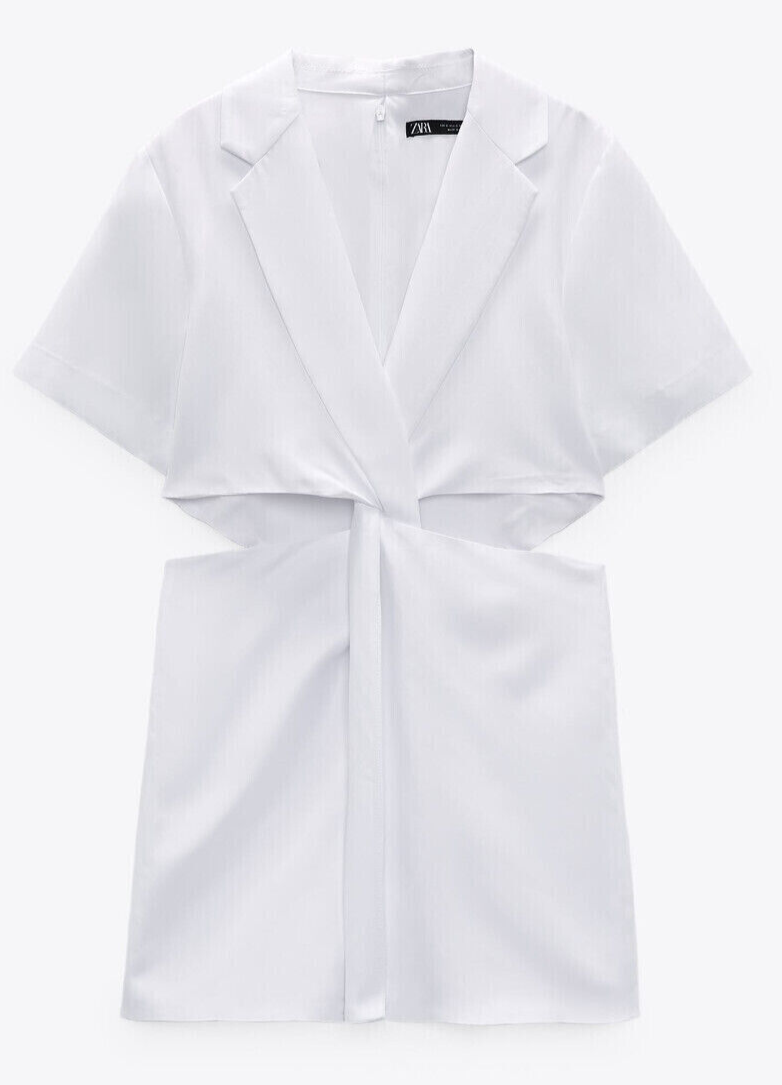 white christmas dresses Zara - Double Breasted Blazer Dress With Chain - Off White