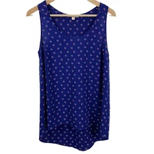 Pleione Small Tank Top High Low Royal Blue Pink White Argyle Sleeveless Blouse