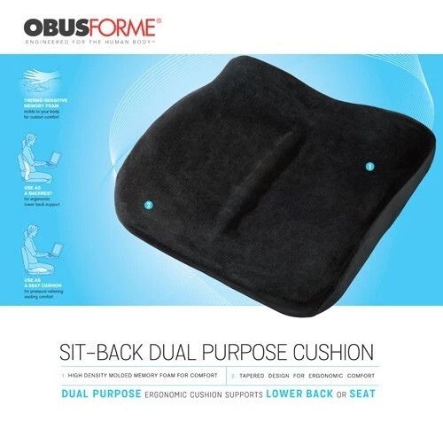ObusForme OFCU The Sitback Cojín Doble Propósito Ergonómico Soporte Lumbar - Negro Foto 4 de 4