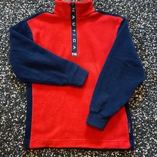 Vintage Nautica Tech Nautech Red Blue 1/4 Zip Fleece Pullover Men's Small