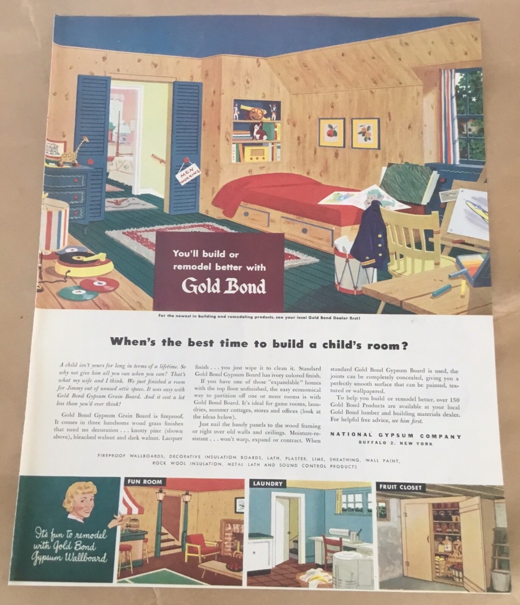 Gold Bond print ad 1951 vintage 1950s retro art illustrated home 