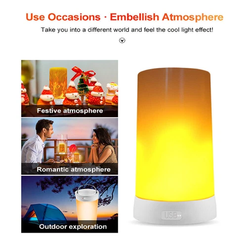 USB LED Flamme Licht Nachtlicht Fackel Feuer Lampe Flackernde Flammenlicht** - Bild 5 von 16