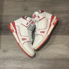 Size 9.5LV/10.5US - Louis Vuitton White Red Trainers❤️ Retail $1.2K! Louis Vuitton Trainer Mid White Red for sale | eBay main image 2