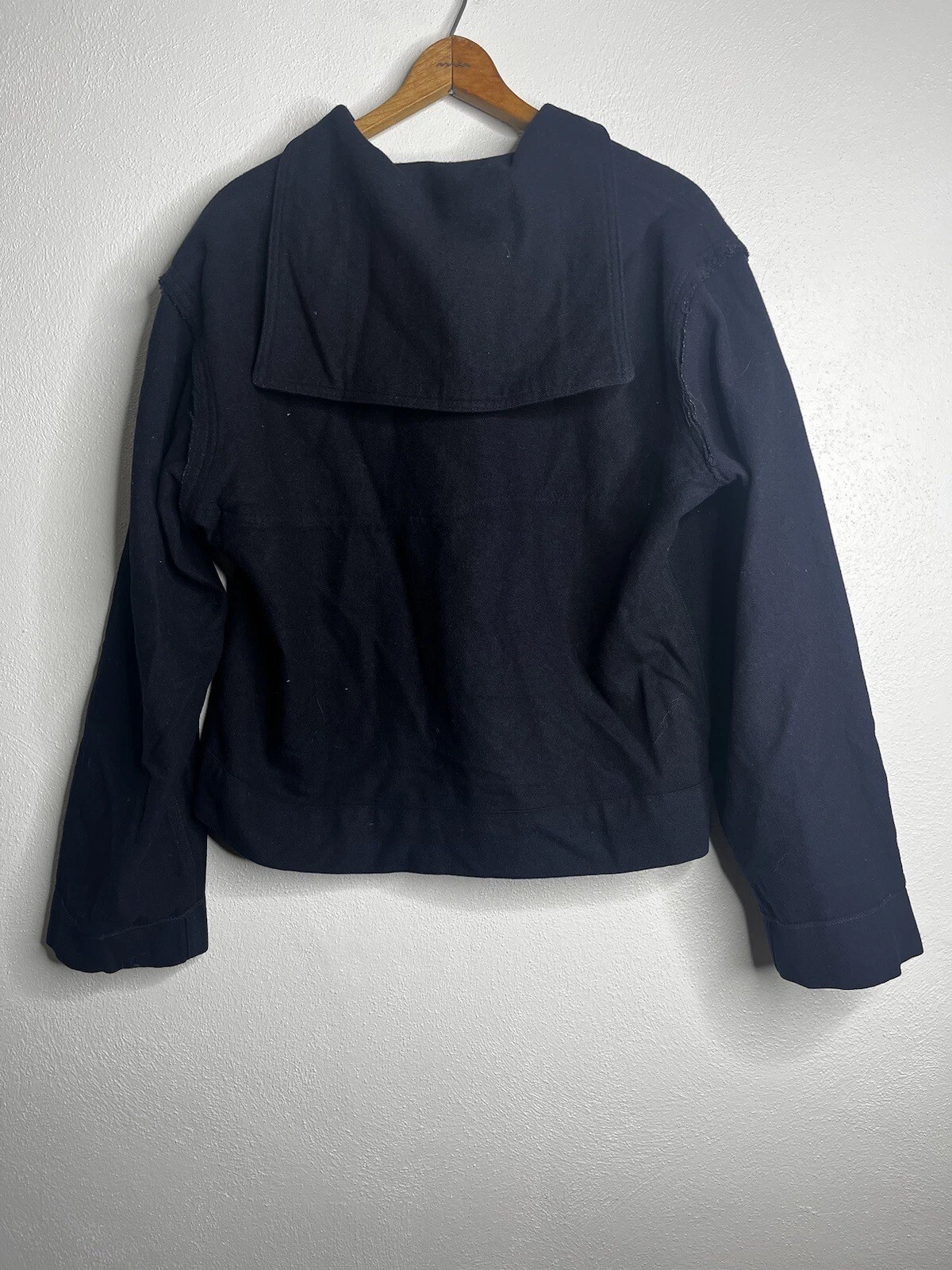 VETEMENTS Vintage Stati Uniti Felpa con cappuccio uniforme in lana navale uomo taglia media blu