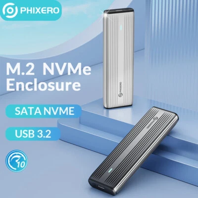 PHIXERO M.2 NVMe SATA NGFF Typ C USB 3.2 GEN 2 Adapter Externes SSD Gehäuse Case