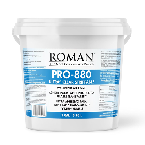 PRO-880 Wallpaper Adhesive & Paste for Any Wallcovering - Ultra Clear Strippable - Picture 11 of 12