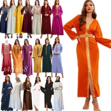Muslim Women Long Maxi Dress Abaya Kaftan Robe Islamic Arab Robe Loose Caftan