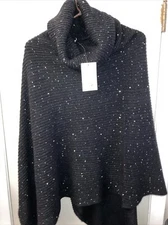 Pinklicious tweed open front Poncho Shaw Cardigan blanket sweater O/S