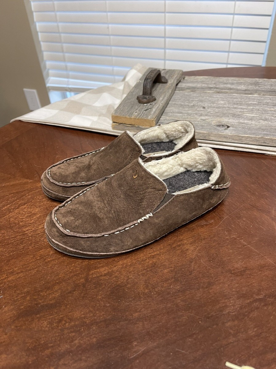 OluKai Nohea Nubuck Leather Slip On Shoes Womens 8 Brown OluKai | Shoes | Olukai Nohea Womens 8 Slippers Brown Lined  main image 3
