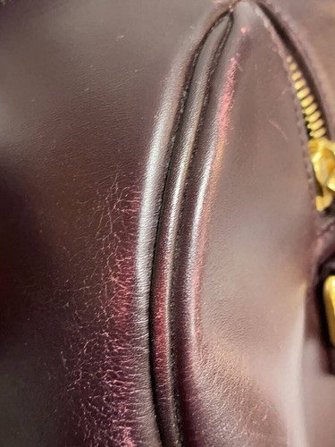 Bolso de Hombro Saint Laurent Cuero de Lona 2 Vías Mini Boston Burdeos Usado - Imagen 6 de 8