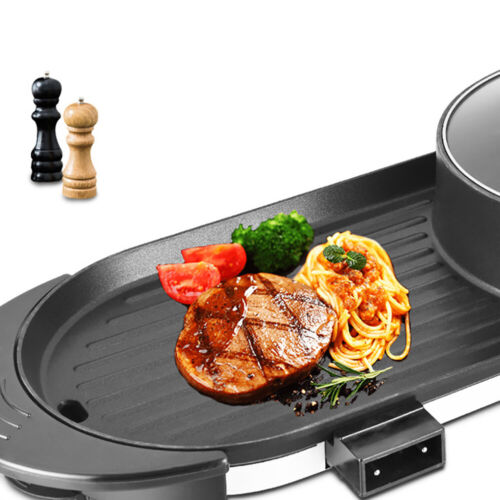 2 in 1 Elektrischer Antihaft Grill Hot Pot BBQ Grill Suppe Shabu Topf Barbecue 2200W - Bild 10 von 22