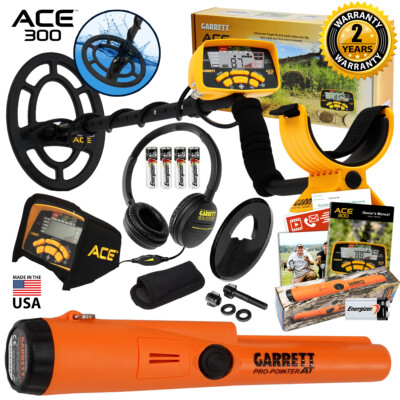 Garrett ACE 300 Metal Detector with Waterproof Search Coil and Pro-Pointer AT