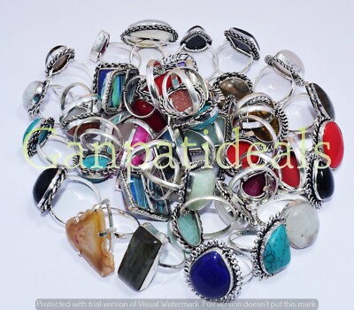 Turquoise Mix Gemstone Ring 10pc Wholesale Lot 925 Sterling