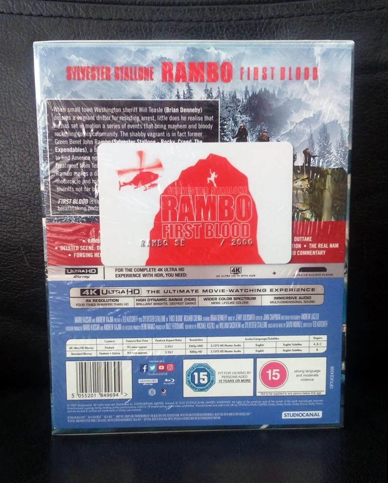 Rambo: First Blood - Zavvi Slipcase Edition 4K UHD & Blu Ray Steelbook - NEW - Image 3 of 4