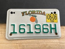 2006 Florida Motorcycle License Plate Tag 16196H
